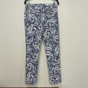 J Mclaughlin Lexi‎ Jean 6 NWT $178 Skinny Stretch Blue White Willow Bluff Leaf